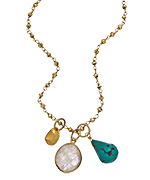 Baroni Rutilated Quartz Turquoise Charm Necklace