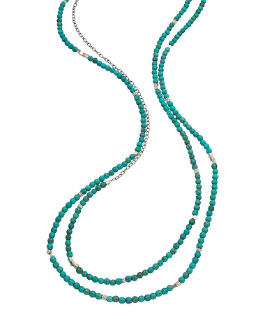 Baroni Chinese Turquoise Long Bead Necklace