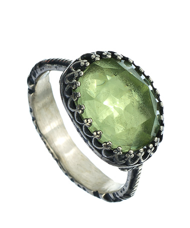 Becky Kelso Round Green Amethyst Ring
