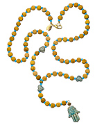 Bee Charming Y Wood and Porcelain Beaded Necklace