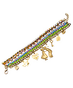 Bee Charming Gold Crystal and Pastel Braid London Charms Bracelet