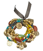 Bee Charming Set of Five Gold and Multicolor Bead Maya Bracelets