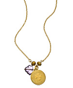 Bee Charming Gold and Amethyst Good Luck Pendant Necklace