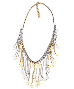 Bee Charming Gold Silver and Rhinestone Starfringe Necklace