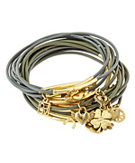 Bee Charming Grey Rubber 15 Strand Charm Bracelet