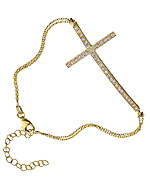 Belair Gold Tone Curved Cross Bracelet