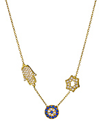 Belair CZ Hamsa and Eye Charm Necklace