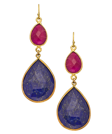 Belair Cherry Ruby And Lapis Drop Earrings