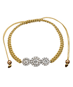 Belair Three CZ Stud Beige Macrame Bracelet