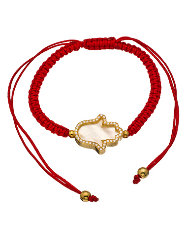 Belair Pearl Hamsa Red Macrame Bracelet