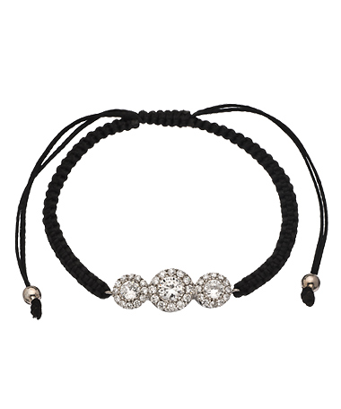 Belair Three CZ Stud Black Macrame Bracelet