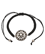 Belair Antique CZ Sunburst Black Macrame Bracelet