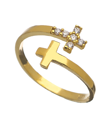 Belair CZ Midi Sideways Cross Ring