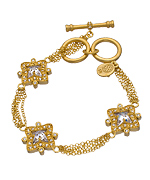 Belargo Gold Three CZ Marquis Star Bracelet
