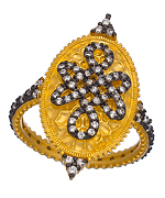 Belargo Mixed Metal CZ Shield Ring