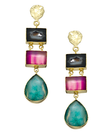 Belsi Multi Color Agate Drop Earrings