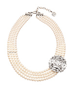 Ben-Amun Pearl and Crystal Brooch Pendant Necklace