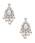 Ben-Amun Crystal Pearl Pear Chandelier Earrings