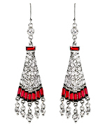 Ben-Amun Red and White Crystal Chandelier Earrings