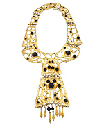 Ben-Amun Gold Foil Black Bead Collar Necklace