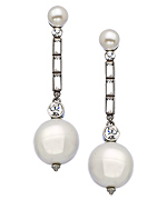 Ben-Amun Silver Crystal and Pearl Drop Earrings