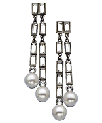 Ben-Amun Silver Crystal and Pearl Earrings