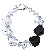 Ben-Amun Silver Clear and Black Chunky Resin Beaded Necklace