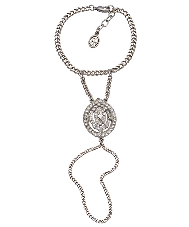 Ben-Amun Silver and Crystal Deco Oval Hand Bracelet