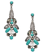 Ben-Amun Silver Crystal and Turquoise Chandelier Earrings