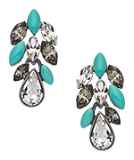 Ben-Amun Silver Crystal and Turquoise Teardrop and Marquis Earrings
