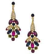 Ben-Amun Gold and Multi Crystal Floral Chandelier Earrings