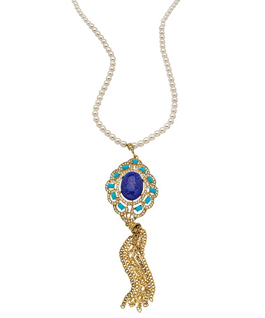 Ben-Amun Blue Floral Pearl Necklace