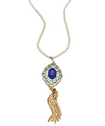 Ben-Amun Blue Floral Pearl Necklace