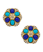 Ben-Amun Blue Floral Clip-On Earrings