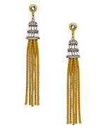 Ben-Amun Crystal and Gold Snake Chain Tassel Earrings