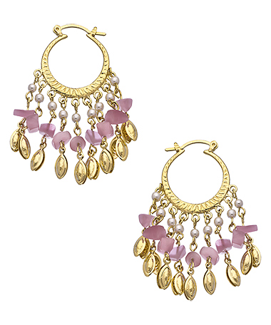 Betty Carre Pearl & Pink Crystal Chandelier Earrings