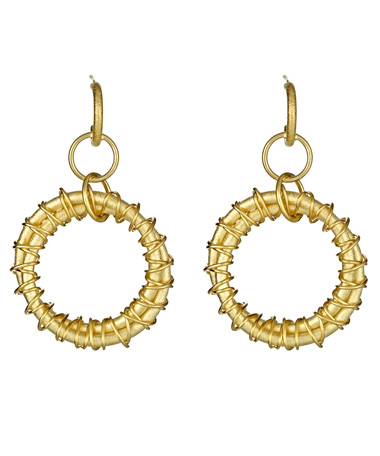 Betty Carre Wire Wrapped Drop-Hoop Earrings