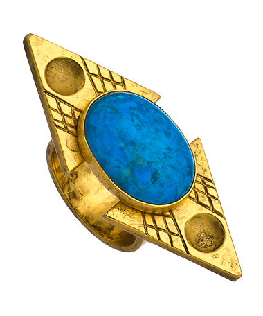 Bita Pourtavoosi Turquoise Howlite Jeweled Mola Ring