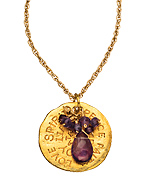 Blee Inara Gemstone Drop and Gold Charm Necklace