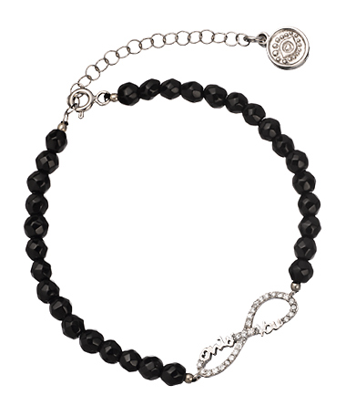 Blee Inara Silver Onyx and CZ Infinity Bracelet