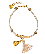 Blee Inara Gold Mesh Cylinder Tassel and Buddha Bracelet