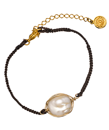 Blee Inara Pearl and Brown Braided Bracelet
