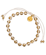 Blee Inara White Macrame and Gold Bead Bracelet