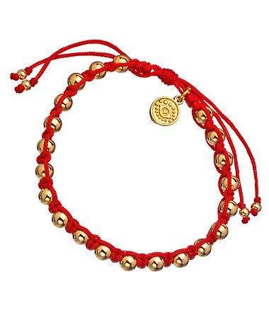 Blee Inara Red Macrame and Gold Bead Bracelet