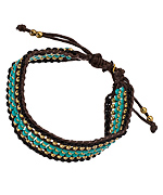 Blee Inara Turquoise Black Brown and Gold Macrame Bracelet