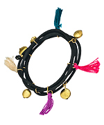 Blee Inara Multi Layer Elastic Bracelets with Tassels and Flat Beads