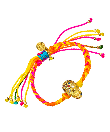 Blee Inara Swarovski Skull and Multicolor Macrame Friendship Bracelet