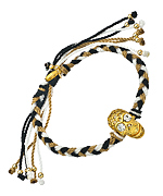 Blee Inara Swarovski Skull Black White and Tan Macrame Friendship Bracelet