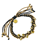 Blee Inara Clear Swarovski Rings Black White and Tan Macrame Friendship Bracelet