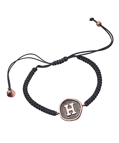 Blee Inara Rose Gold and Macrame Reversible Initial Bracelet